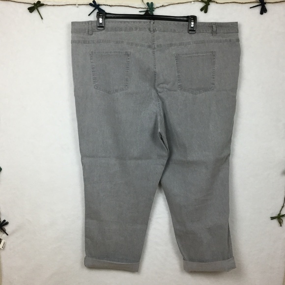 Ruby Rd. Light Gray Wash Sequin & Fray Detail Jean - Picture 2 of 5